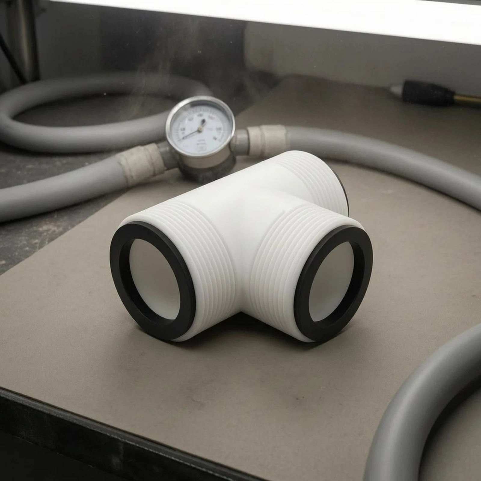 Pool Hose Tee Connector Three-Port T-Shaped Hose Splitter Threaded Tee Connector 3-Way Water Circulation White