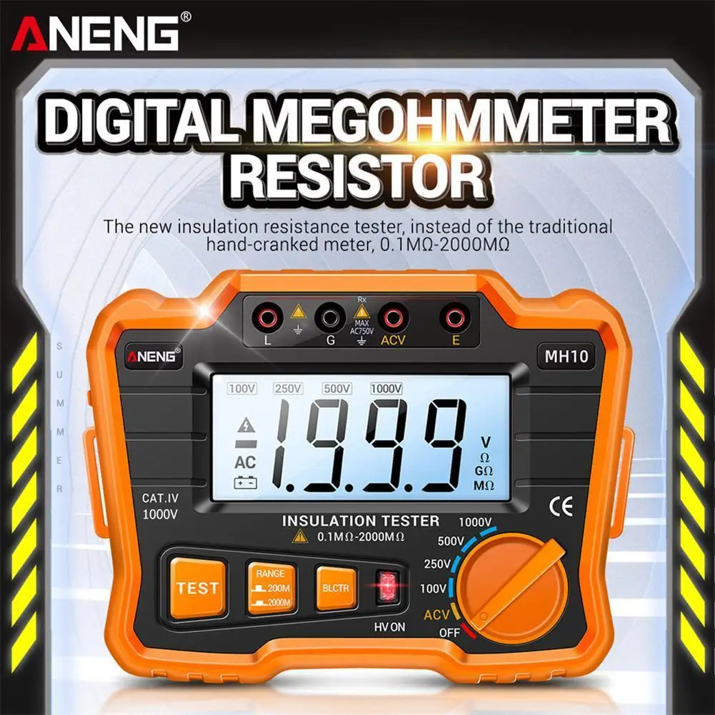 ANENG MH10 HD Digital Insulation Resistance  Tester 1000V Megometer Megohmmeter Ohm Test Auto Range Backlight Meter