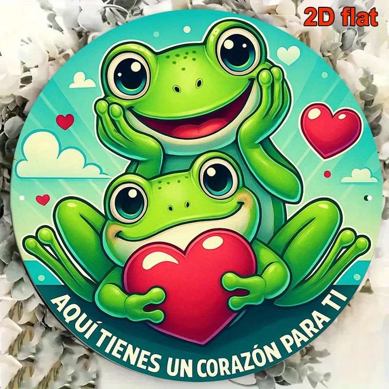 2D Flat, 1pc Spanish Love Frog Metal Wall Plaque - Spanish Phrase 