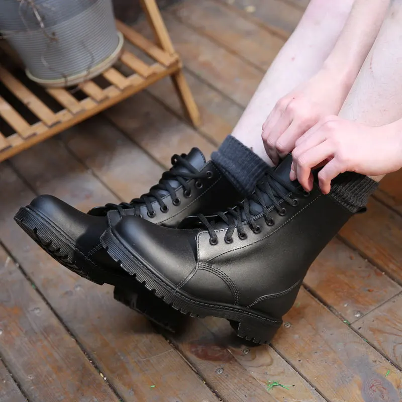 Fashion Women Rain Boots Waterproof Shoes Woman Square Heel Rubber Shoes Female Lace-up PVC Ankle Boot Ladies Platform Botas