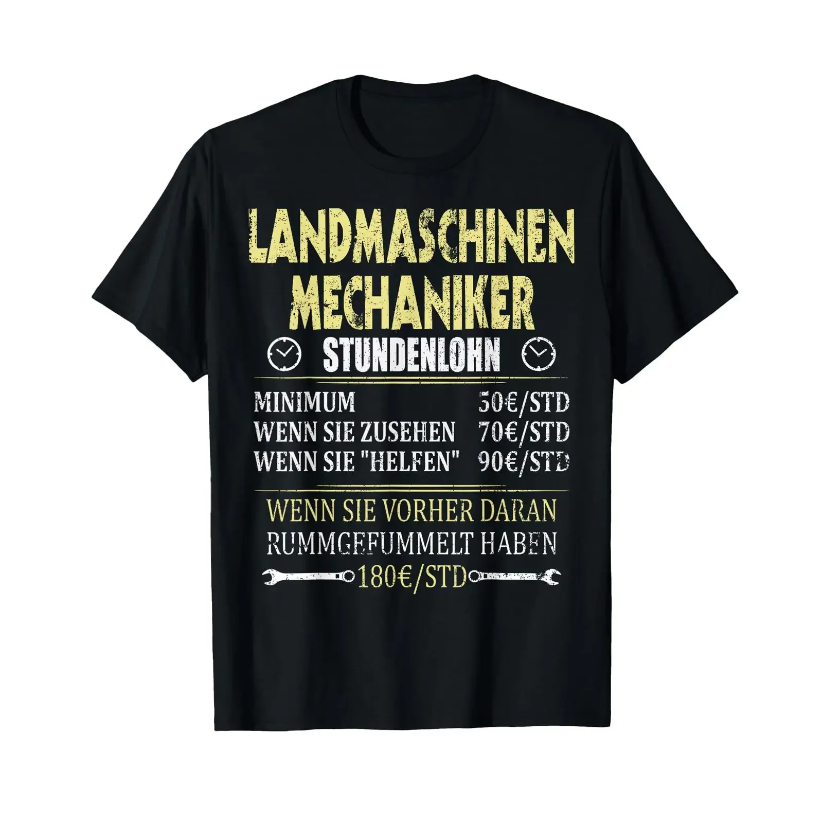Funny agricultural machinery mechanic hourly wage saying gift T shirt vintage Washed homme streetwear Slightly Versatile