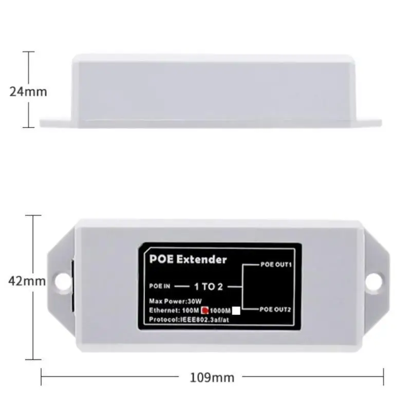 100/1000Mbps IEEE 802.3af/at PoE Repeater 2 Port Gigabit POE Extender For IP Camera/NVR/AP 100 Meters Range Extender