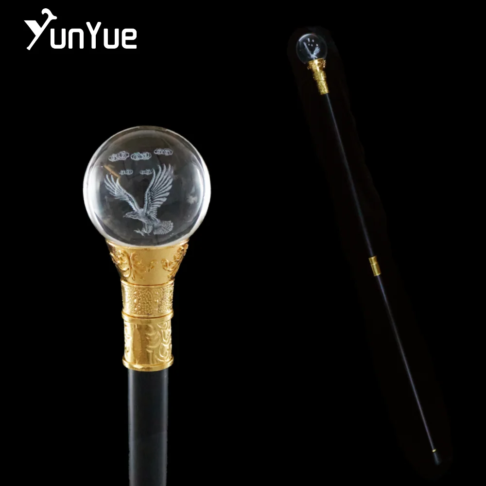 Transparent Crystal Ball Eagle Metal Walking Cane Stage Play Decoration Walking Stick Cosplay Photography Props Wedding Scepter