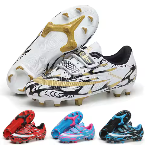 Kids Soccer Shoes TF Long Spikes Football Boots Cleats Grass Sneakers Boy Girl Training Sport Sneakers Students Outdoor Footwear