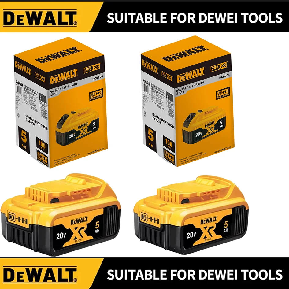 DEWALT بطارية ليثيوم أيون قابلة للشحن 20 فولت 5.0Ah/6.0Ah 18 فولت 5.0Ah بطارية أداة الطاقة DCB200 بديل حقيقي لـ DW045