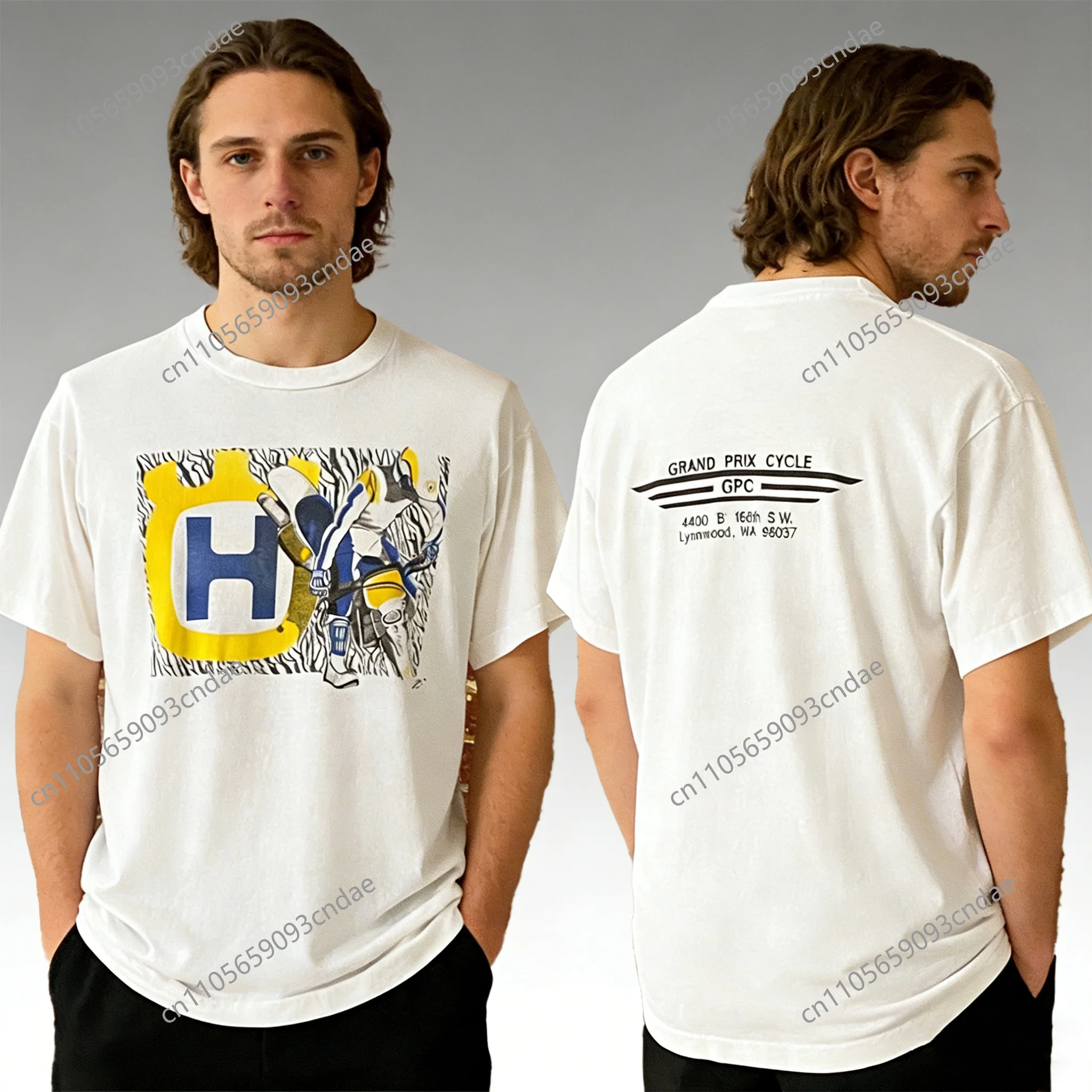 

Футболка с графическим принтом Husqvarna 2026, 100% хлопок, дышащая, с коротким рукавом, мужская, уличный стиль