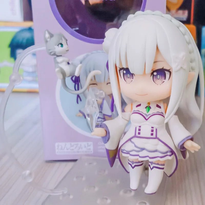 

New Re:Life in a Different World from Zero Emilia Chibi Figure Articulated Model PVC 10cm Anime Toy Gift Official In Stock