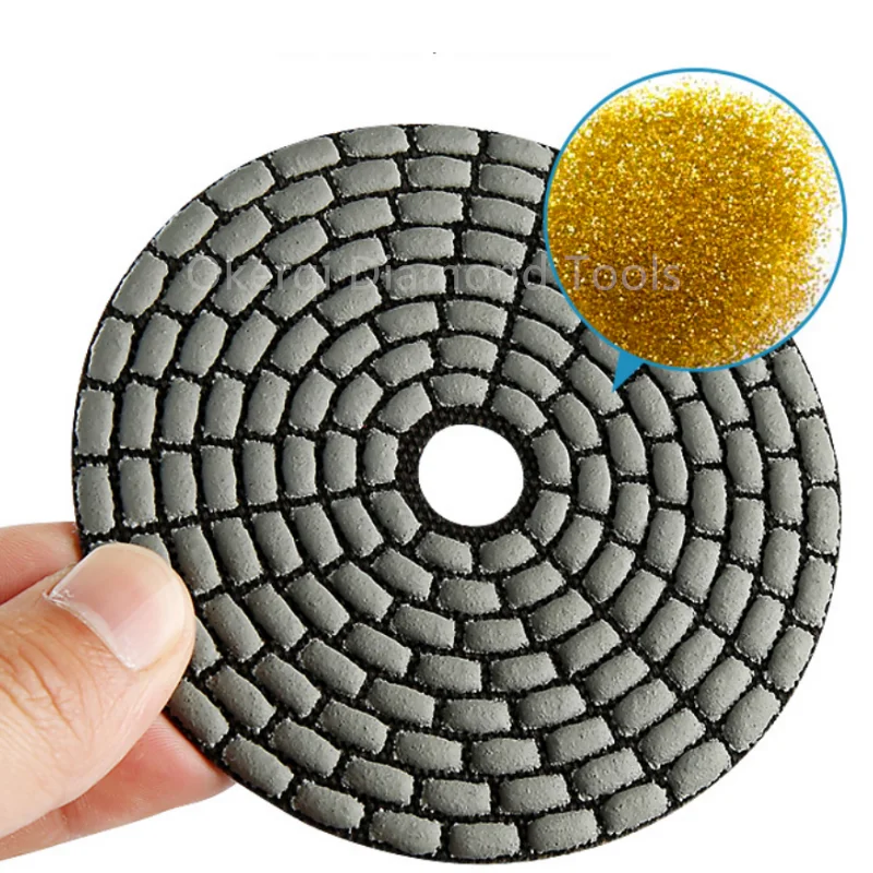 7-teiliges Set 4 Zoll Trocken-Polierpads Scharfe Flexible 100mm Diamant-Polierpads für Granit, Marmor, Stein, Beton Schleifscheibe – Detail 6