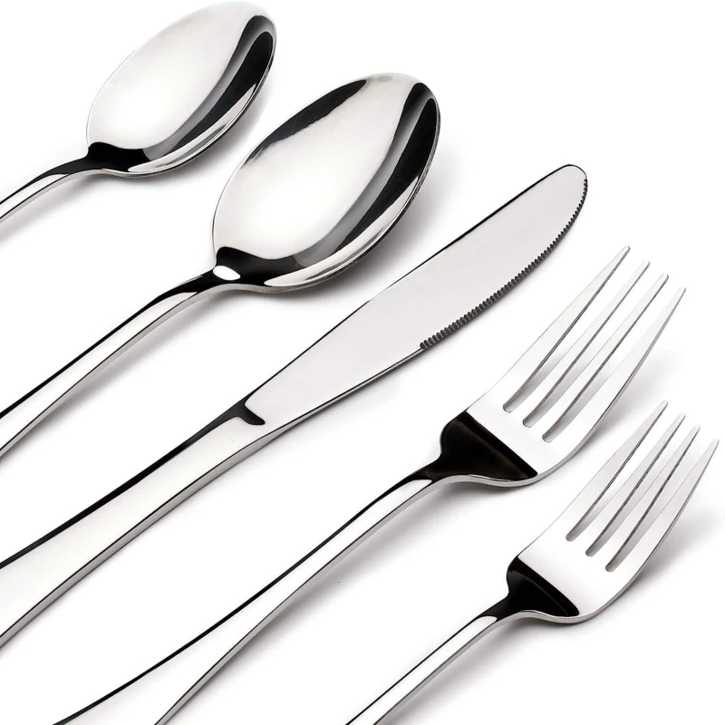 Home Stainless Steel Dining Set Hotel Quality Cutlery Fork Spoon Set Customizable Logo for Home And Hotel Use