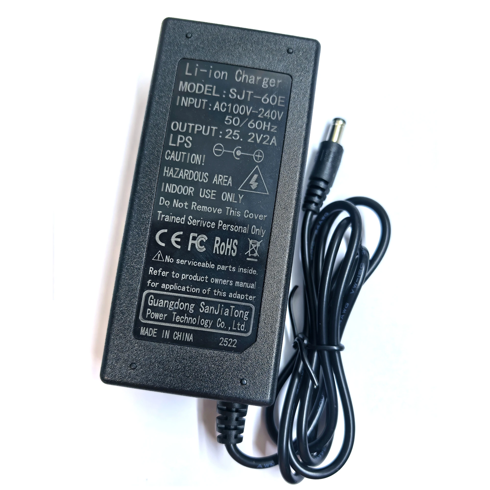 7 serisi için 25.2V 2A şarj 21.6v 22.2v lityum iyon lityum iyon batarya paket DC5525 bağlayıcı