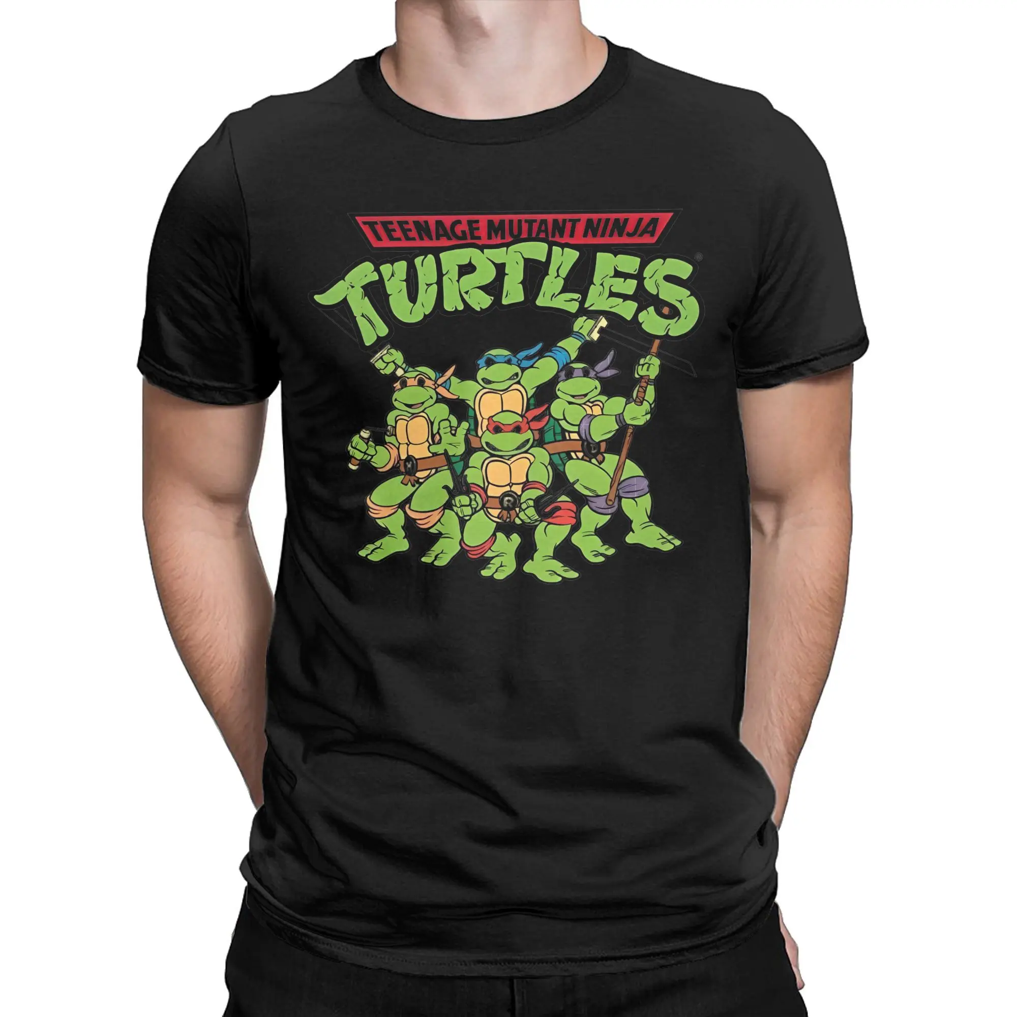 Mutants Cartoon Ninja Turtles Men T Shirt Group Vintage Tee Shirt Short Sleeve O Neck T-Shirts Pure Cotton Plus Size Clothes