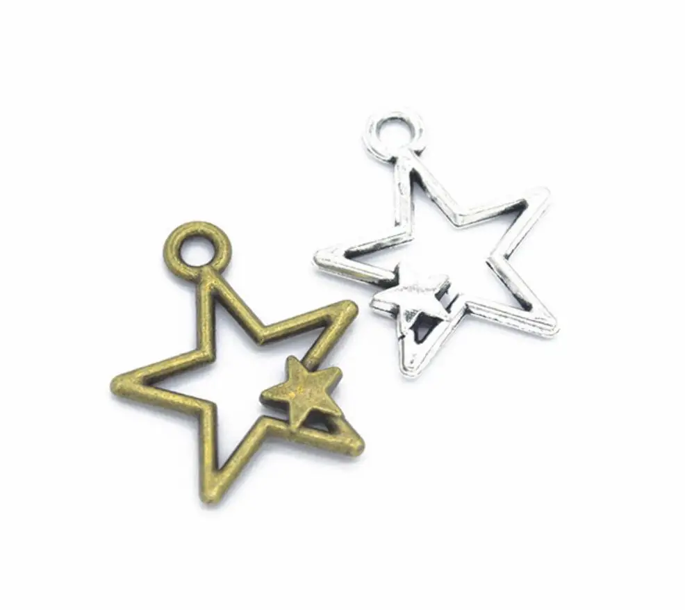 60pcs 12mm Antique Silver Color Antique Bronze Cute Star Charms Tiny Star Charms Five-Pointed Star Charms F0116