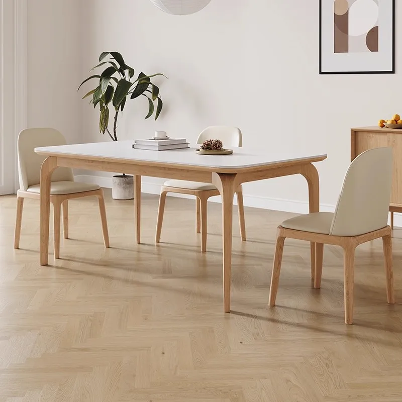 Modern High-End Dining Table with Marble Top Chair Solid Wood Home Furniture High-End Design for Dining
