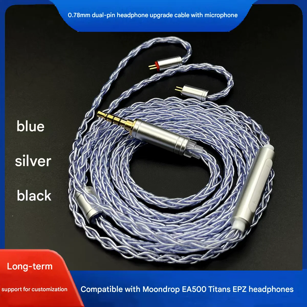 

Кабель с двумя штекерами 3,5 мм на 0,78 мм, улучшенный кабель для наушников с микрофоном для EA500, EW200, EPZ, TFZ, KZ, ZST, AS10, ZS5, ZS6, TRN, V10, V90, CCA, C10