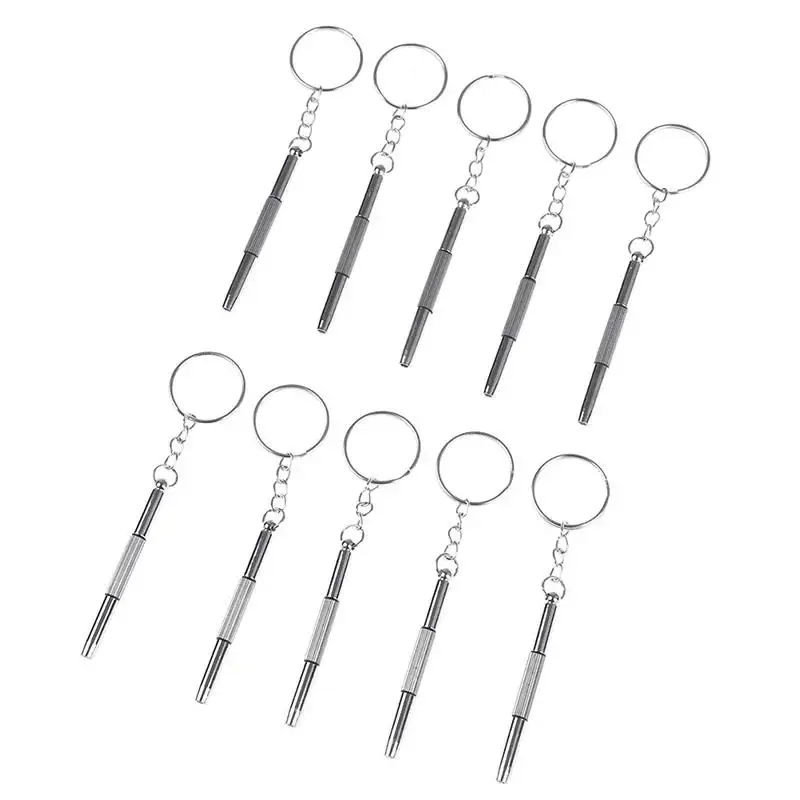 2pcs Portable 3 In 1 Keychain Screwdriver Eyeglass Sunglasses Watch Repair Kit Tool Hot Sale