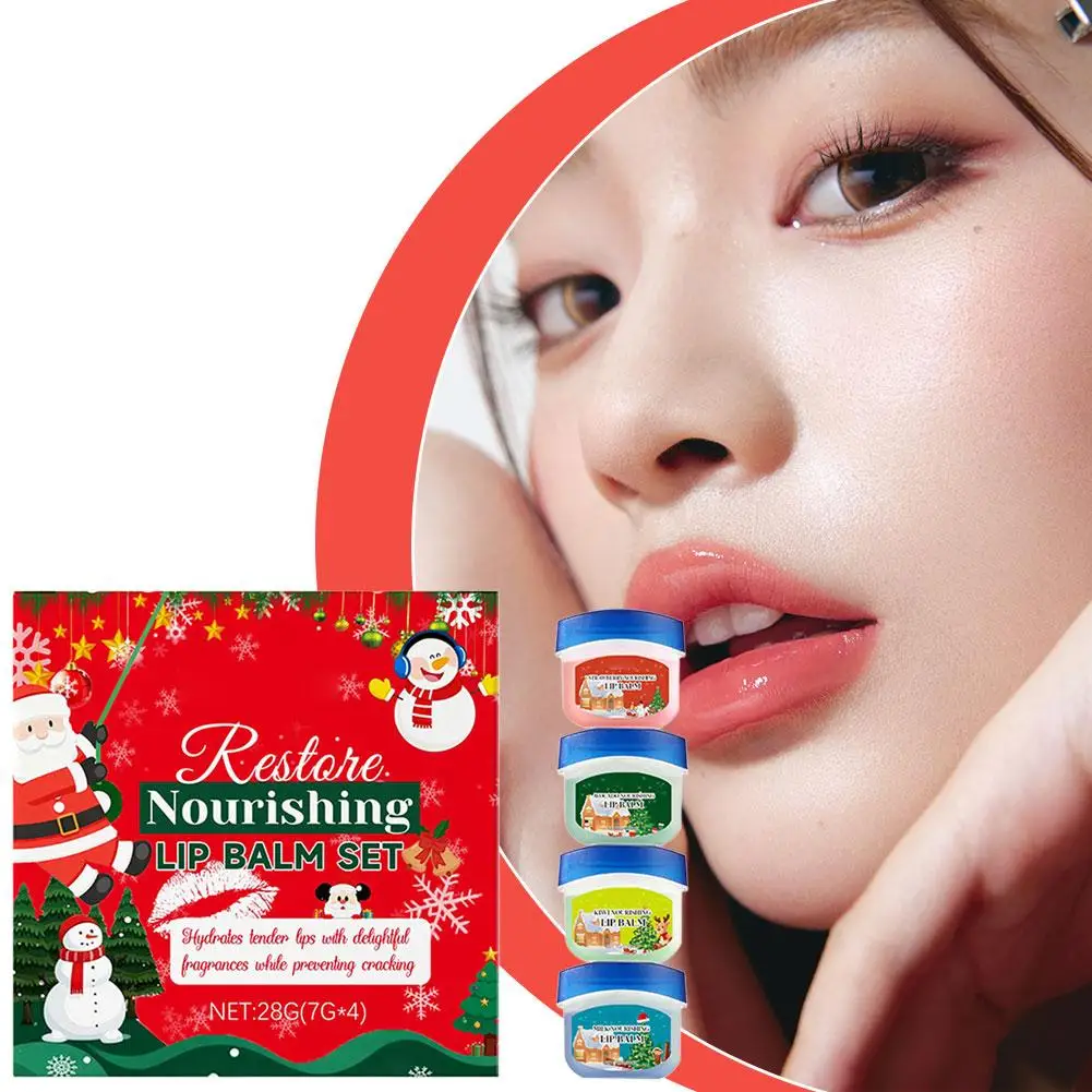 Christmas-exclusive Nourishing Lip Balm Set Multiple Botanical Extracts Deeply Moisturize Lips Effectively Alleviate Dryness