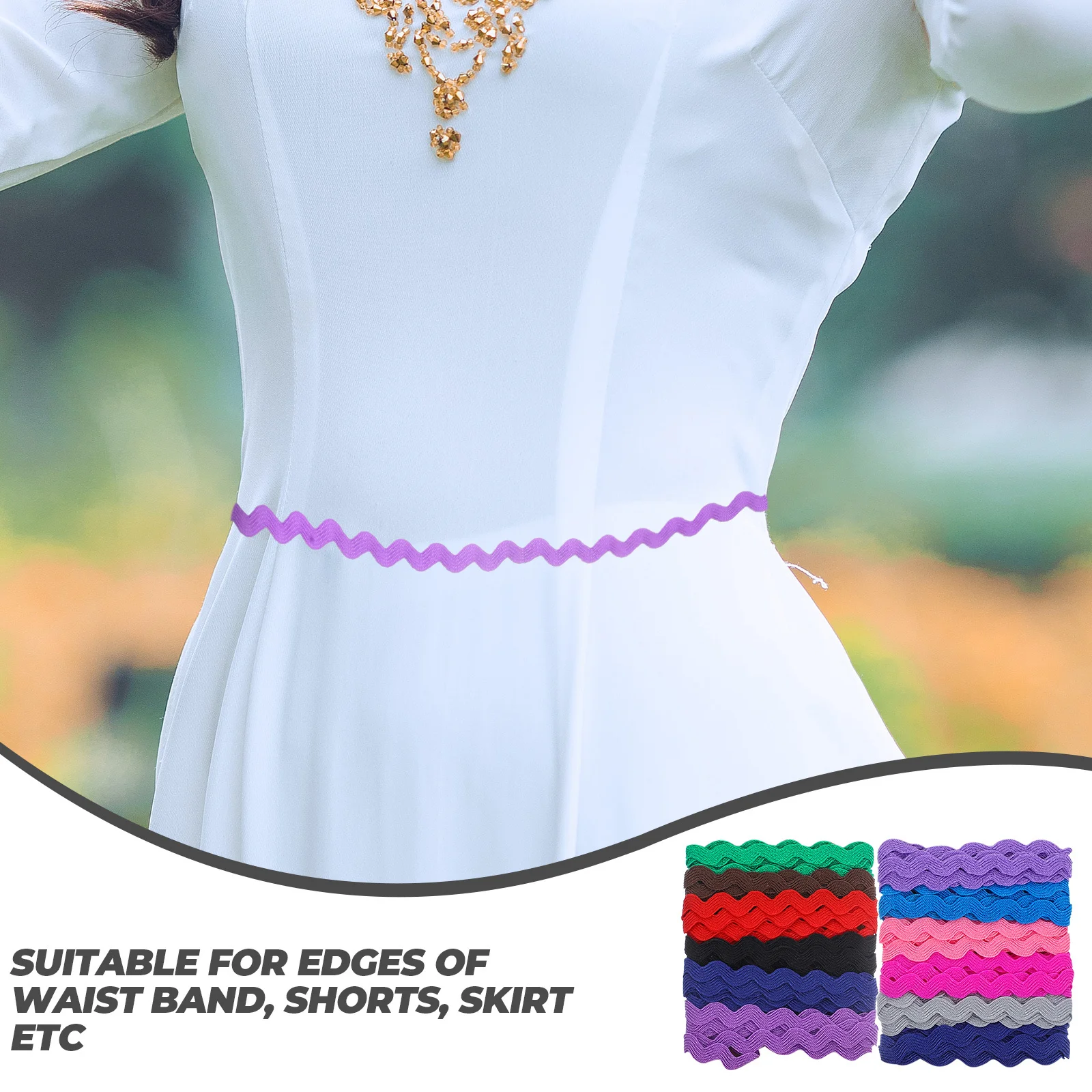 

2 Rolls 8Mm Curved Edge Webbing Fabric Diy Clothing Accessories For Maternity Kids Wear Sewing Craft S Shape Wavy Ribbon Decor