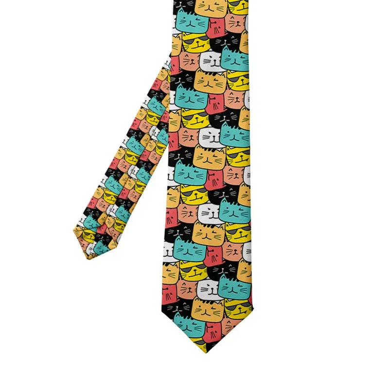 

8cm Men's Tie Business Dress Tie Polyester Fashion Stripe Cartoon Print Tie in Stock