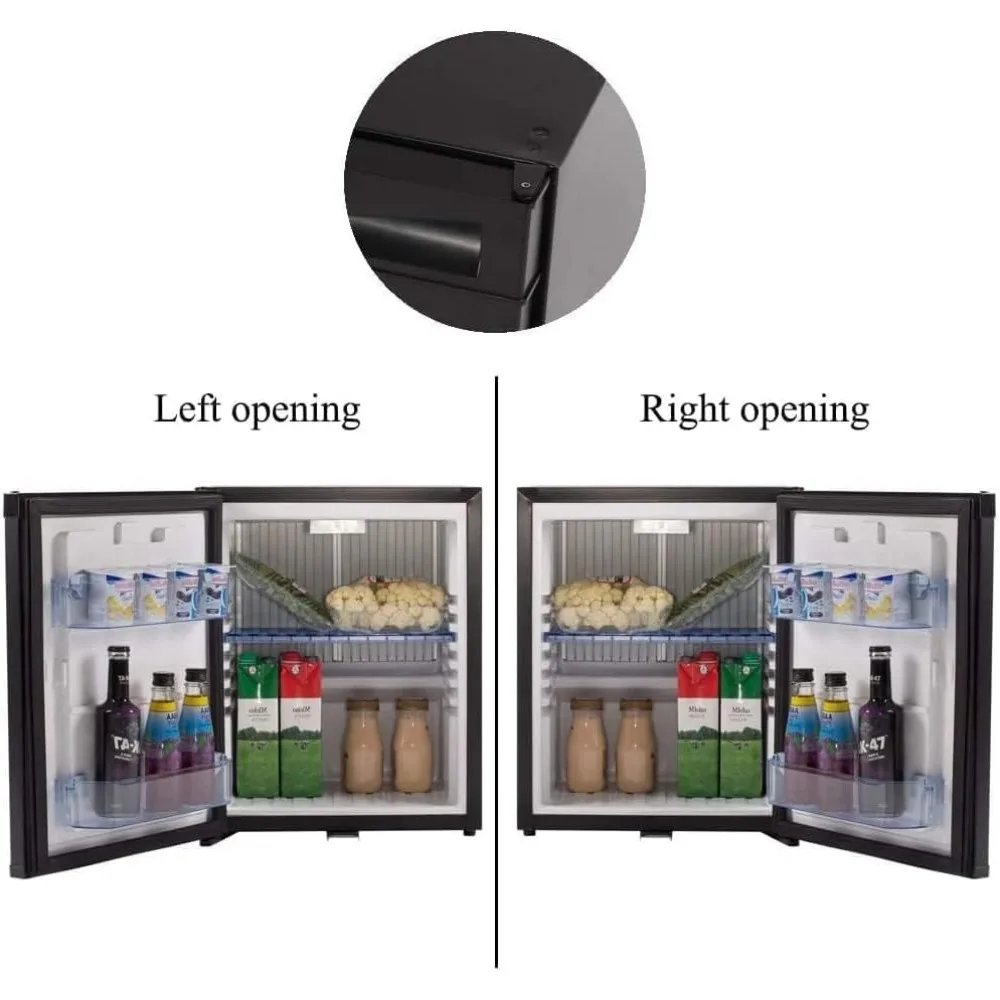 Mini Fridge with Lock Compact Refrigerator for Bedroom Dorm Office No Noise,12V/110V,1.0 Cubic Feet, Black