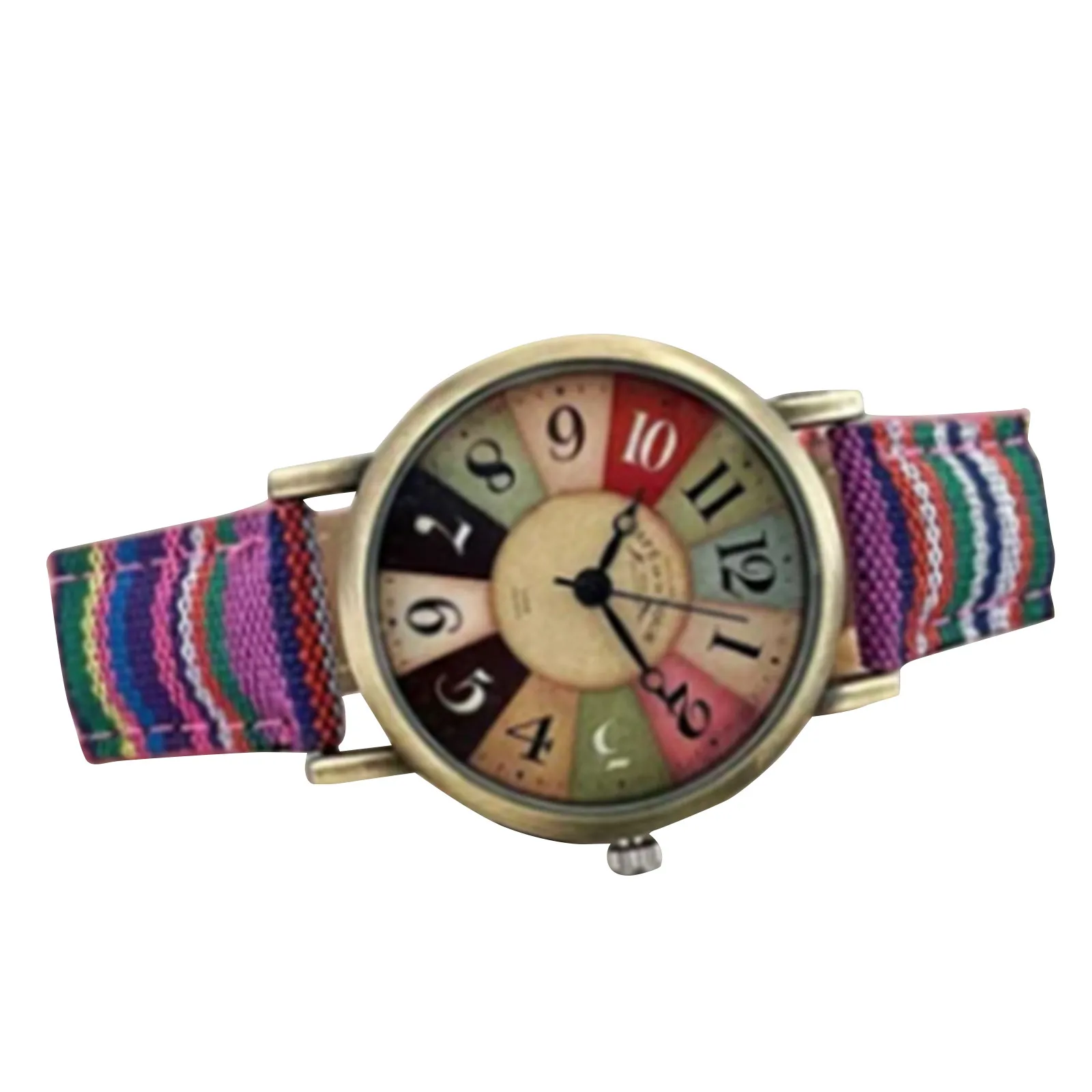 Multi Color Rainbow Pattern Watches Quirky Boho Hippie Watch Wonderful Watches Gift For Women Pu Leather Woven Strap Watches