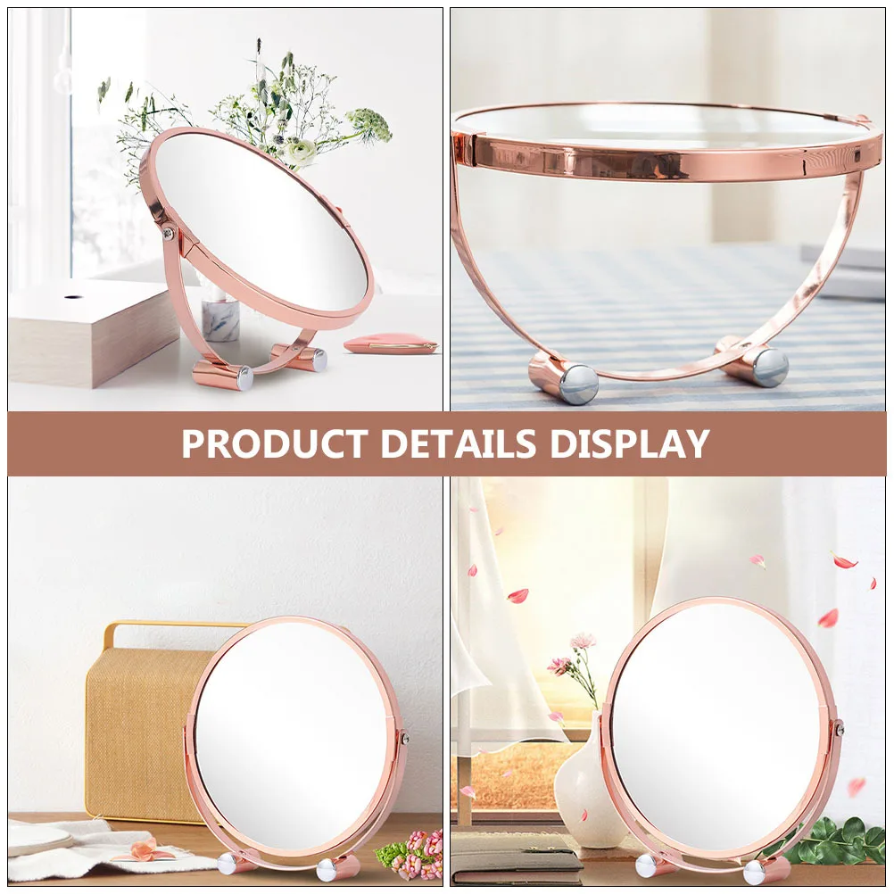 

Round Rose Gold Desktop Makeup Mirror 360 Degree Rotatable Hd Reflective Surface for Dresser Tabletop Vanity Daily Beauty