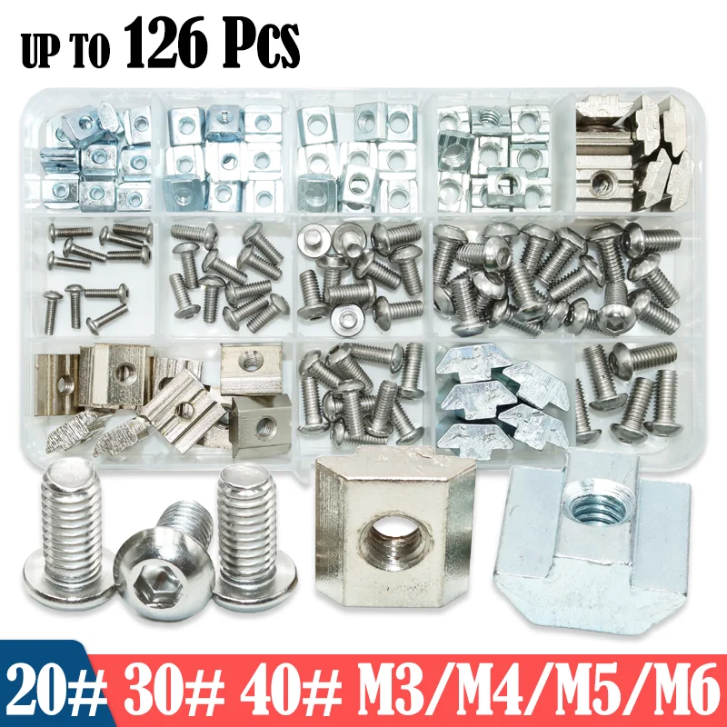 

304 Stainless Steel Hex Socket Head Screw and T Block Nuts T-Track Sliding Hammer Nut Allen Bolt for Fastener Aluminum Profile