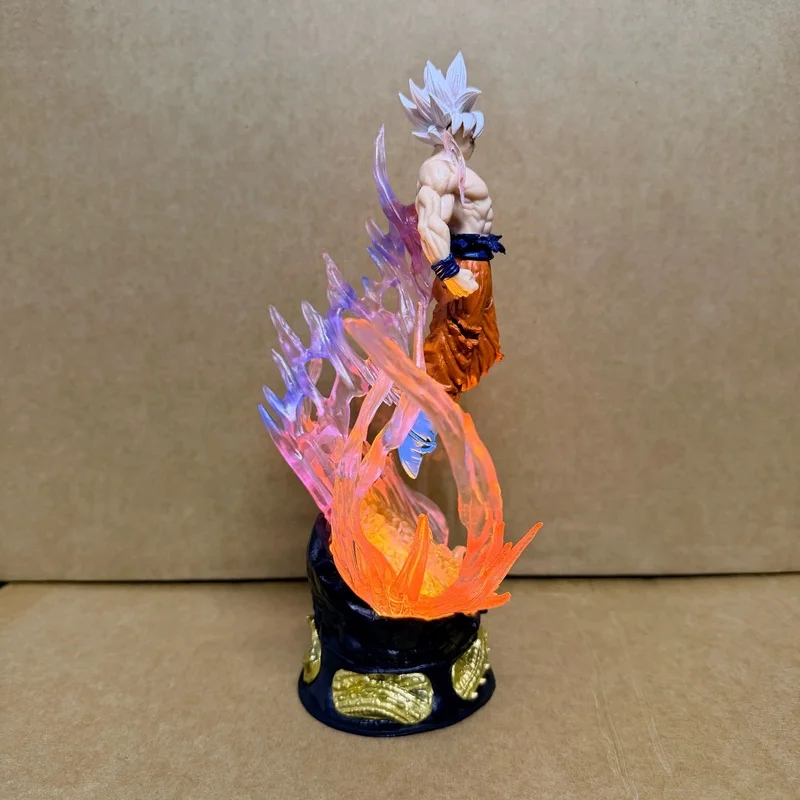 24cm Anime Dragon Ball Son Goku Action Figures Ultra Instinct Super Saiyan Statue Pvc Emit Light Model Boy Toy Collection Gifts