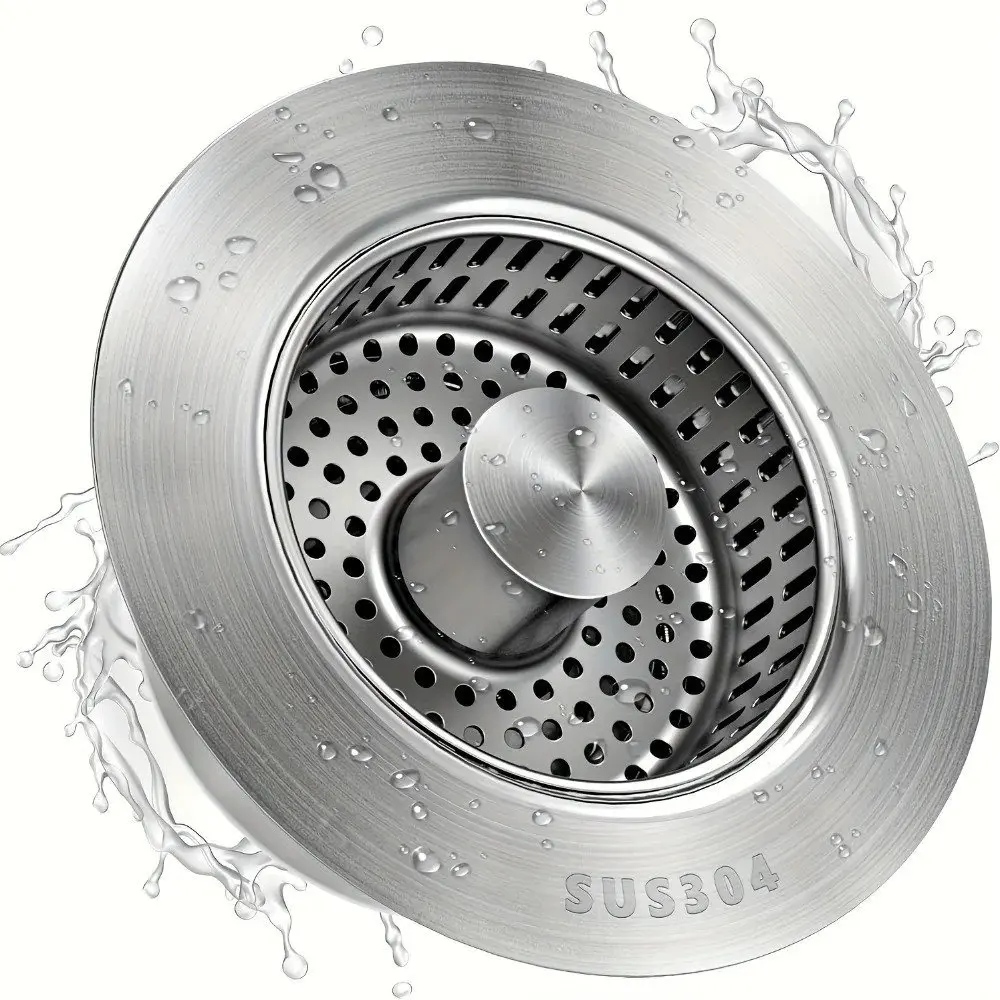 3 In 1 Kitchen Sink Drain Stopper Stainless Steel Jump Up Anti Clogging Basket Strainer Upgraded Metal Sink Filter