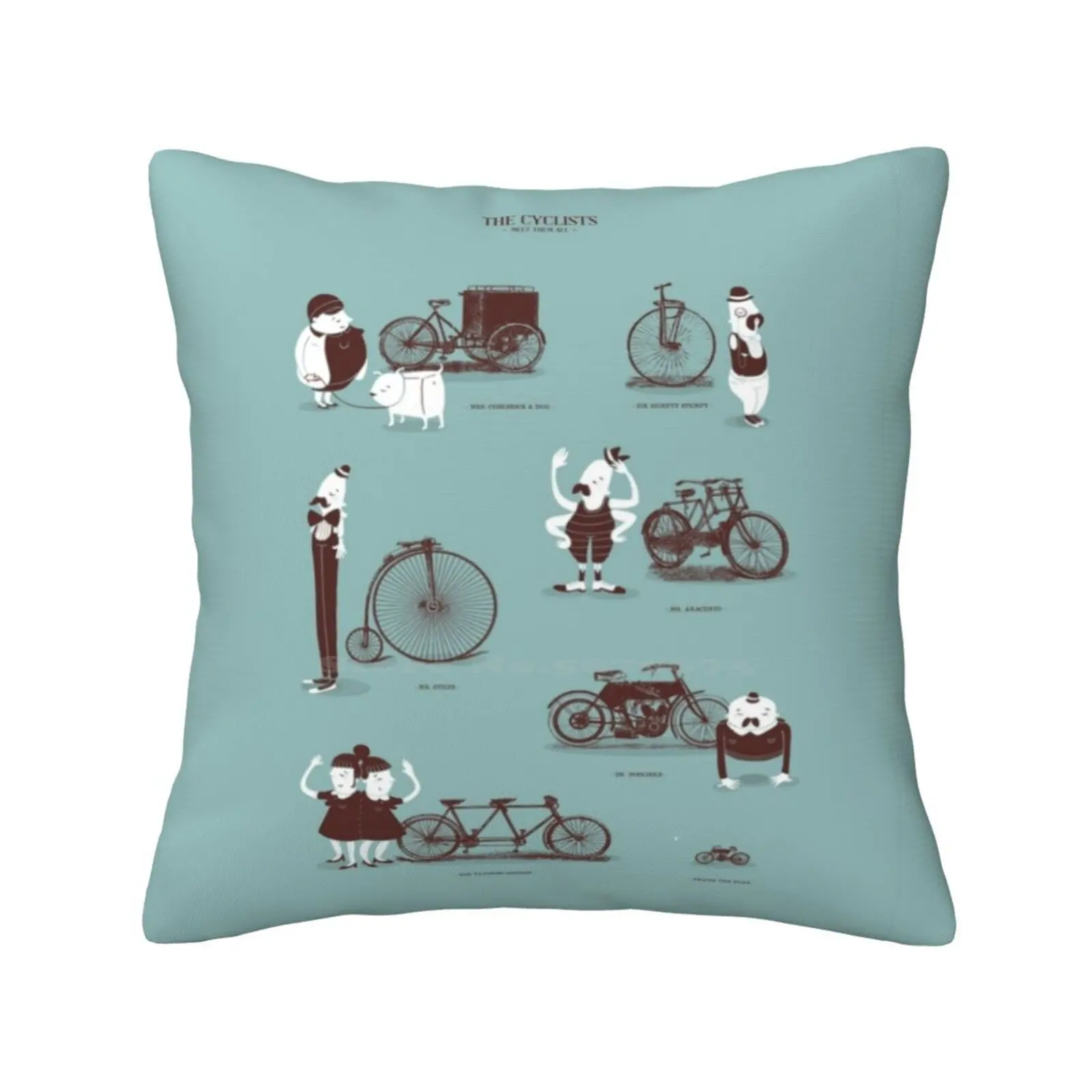 Meet The Cyclists Pillowslip Pillowcase Cycling Bicycle Tandem Bike Wheels Drive Sport Index Kids Room Characters