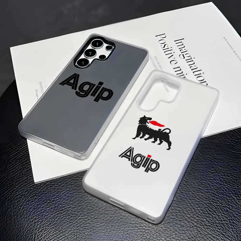 Cool A-Agip Logo Phone Case For Samsung S26 S25 S24 S23 Ultra Clear Jelly Soft TPU Phone Case Transparent Cover