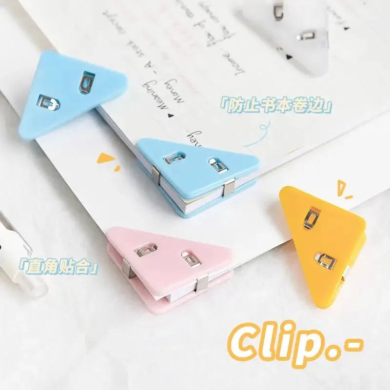 5/10/20pcs 솔리드 컬러 삼각형 코너 클립 페이지 홀더 종이 클립 사무용품 사진 클램프 학교 용품 고정식