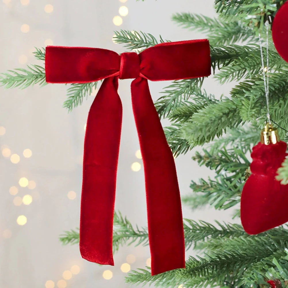 12pcs Velvet Ribbon Bows for Christmas Tree and Holiday Use Attach Easily to Wreaths Windows Doors Walls and Staircases