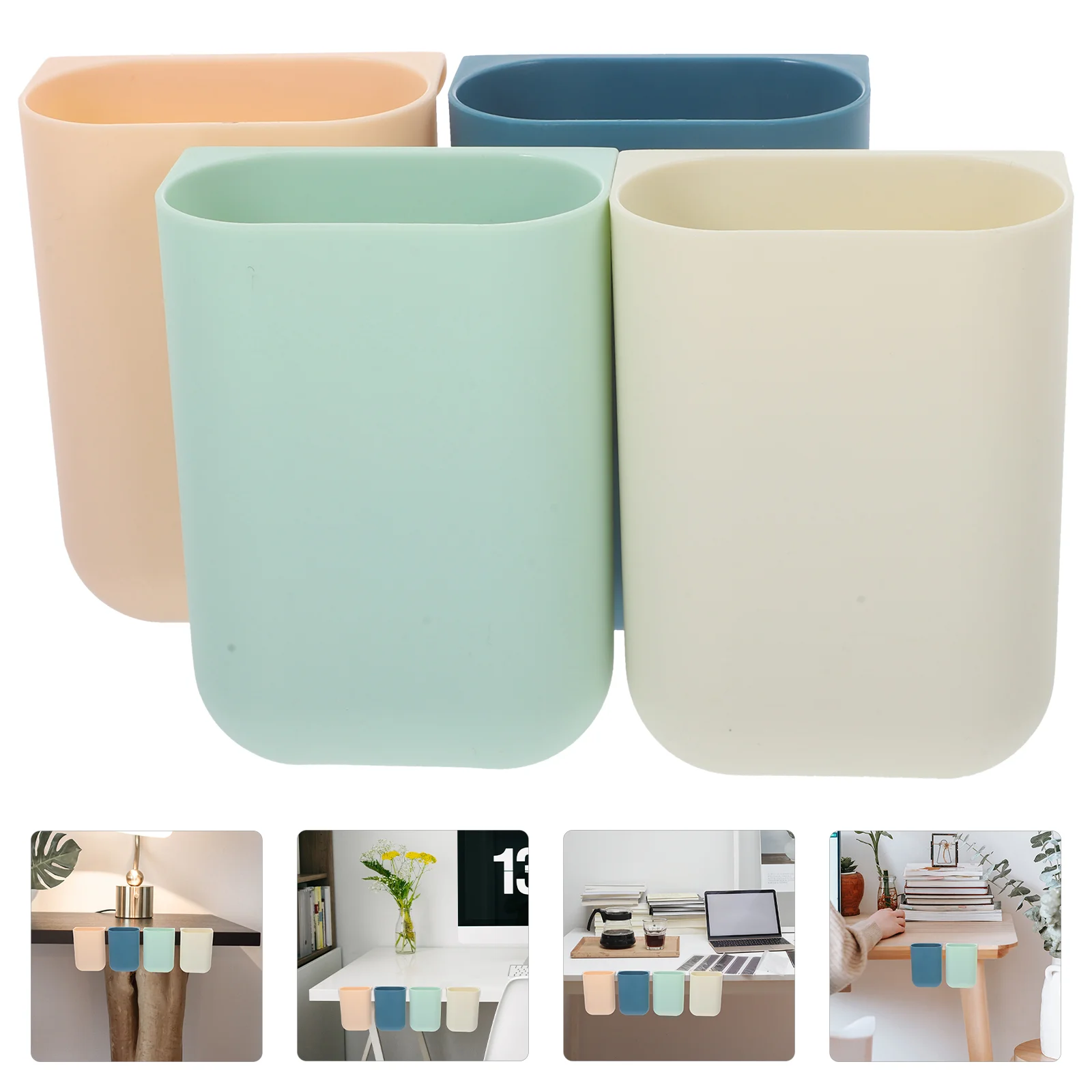 4 Pcs Desktop Storage Box Hanging Bucket Household Basket Rolling Cart Accessories Small Trash Can Cup Holder