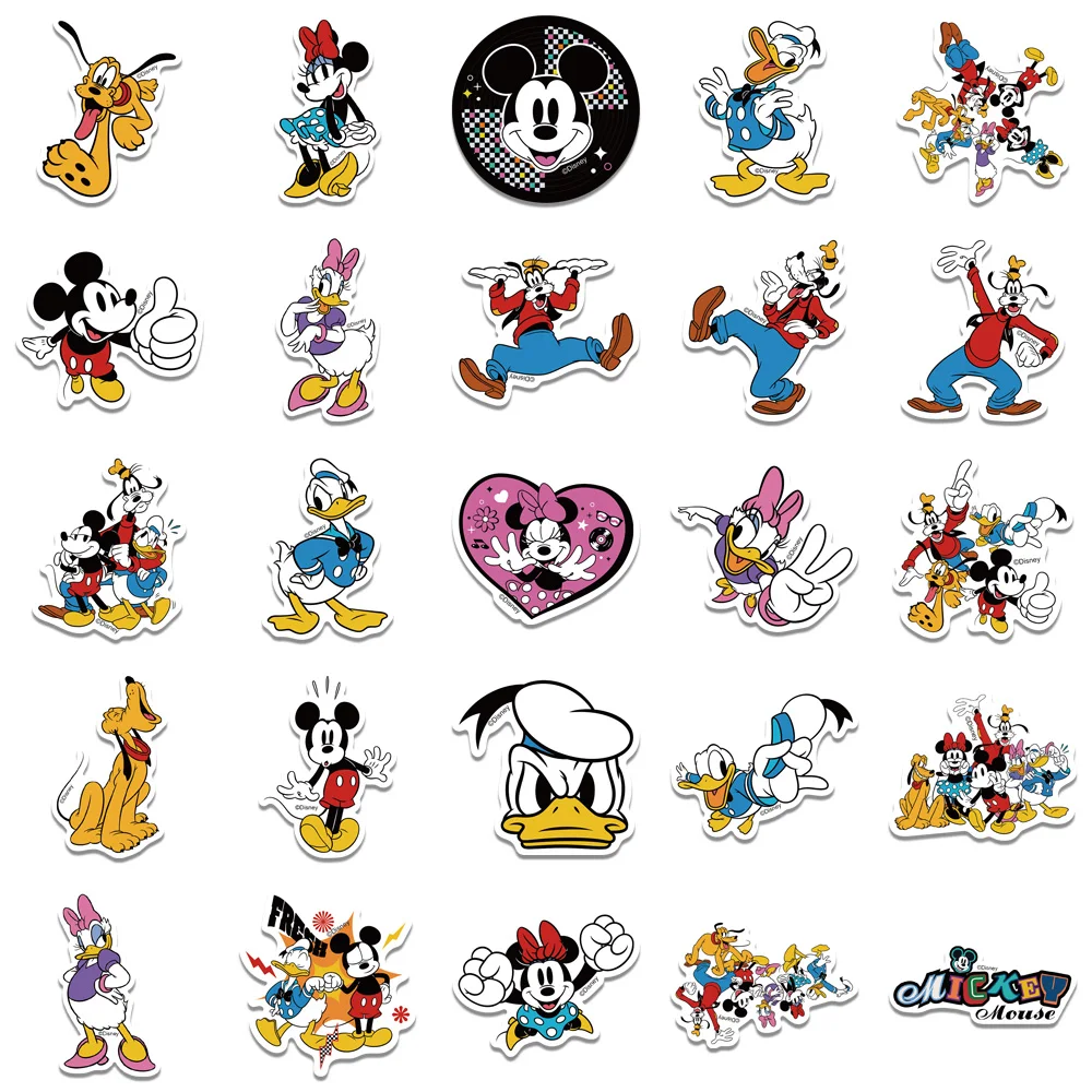 50pcs Disney Film Mickey Aufkleber Anime Aufkleber DIY Skateboard Laptop Motorrad cool niedlich Cartoon Aufkleber Pack Kinder Spielzeug