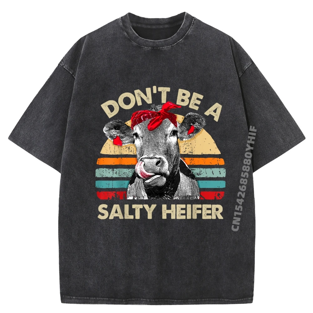 

Футболка Dont Be A Salty Heifer, подарок для любителей коровы, винтажная ферма, хлопковые футболки с рисунком, мужская хлопковая футболка с надписью, стираная рубашка