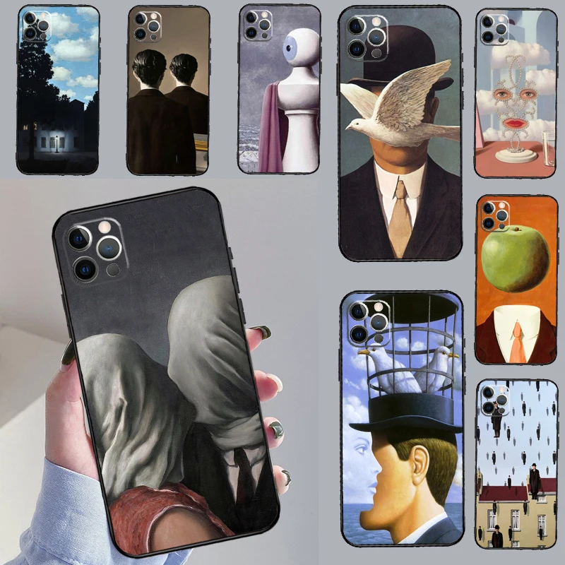 Rene Magritte Case For iPhone 12 11 13 14 15 Pro Max Mini XR X XS MAX 5S 7 8 Plus SE 2022 SE 2020 Cover