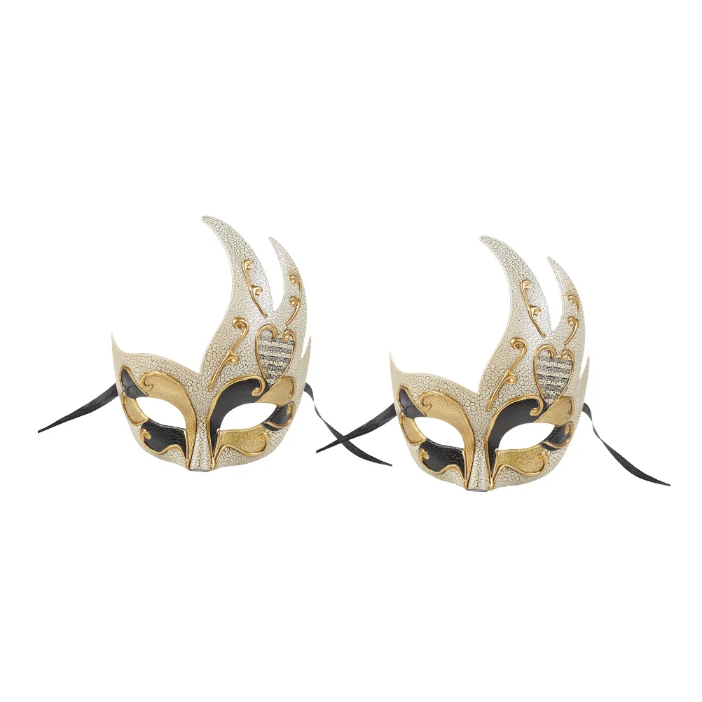 Flame Crack Mask Plastic Half Face Masquerade Adjustable Strap For Costume Party Carnival Ball Men'S
