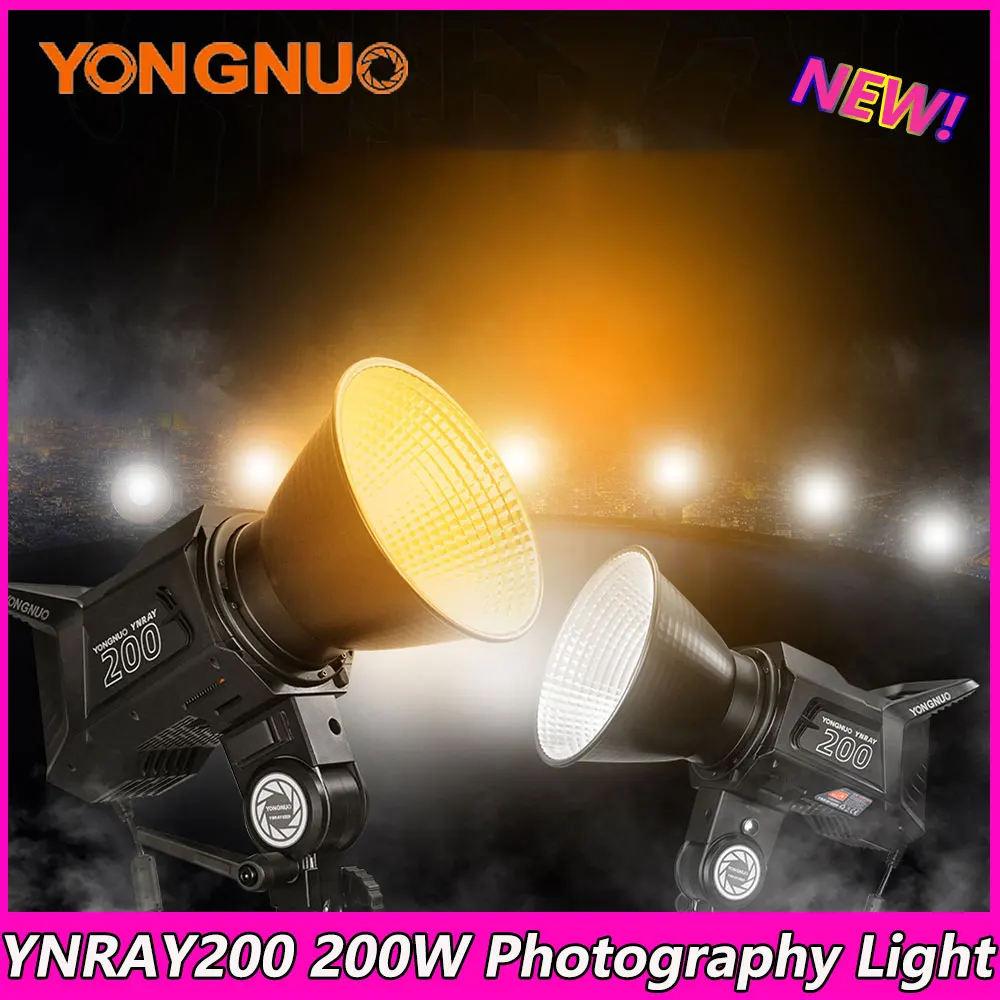 

YONGNUO YNRAY200 200W Photography Light COB Bi-Color 2500K-6500K APP Control Fill Light For Video Photography Studio Live Stream