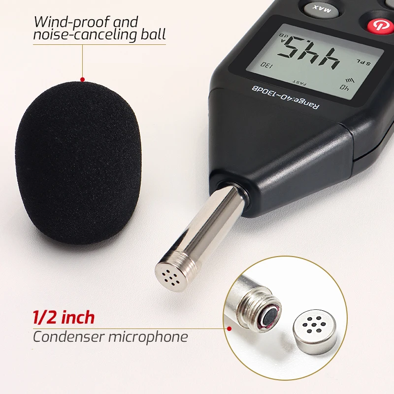 

Digital Noise Meter 40dB ~ 130dB Noise Measuring Instruments with USB Decibel Portable Wind-proof Mini Sound Level Meters