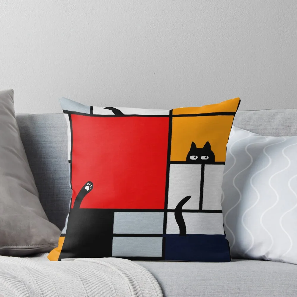 mondrian painting plus cat Throw Pillow Christmas Pillowcase Couch Pillows Luxury Pillow Cover Throw Pillow