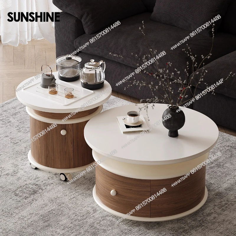 

Slate coffee table tea making integrated living room home size round side table combination
