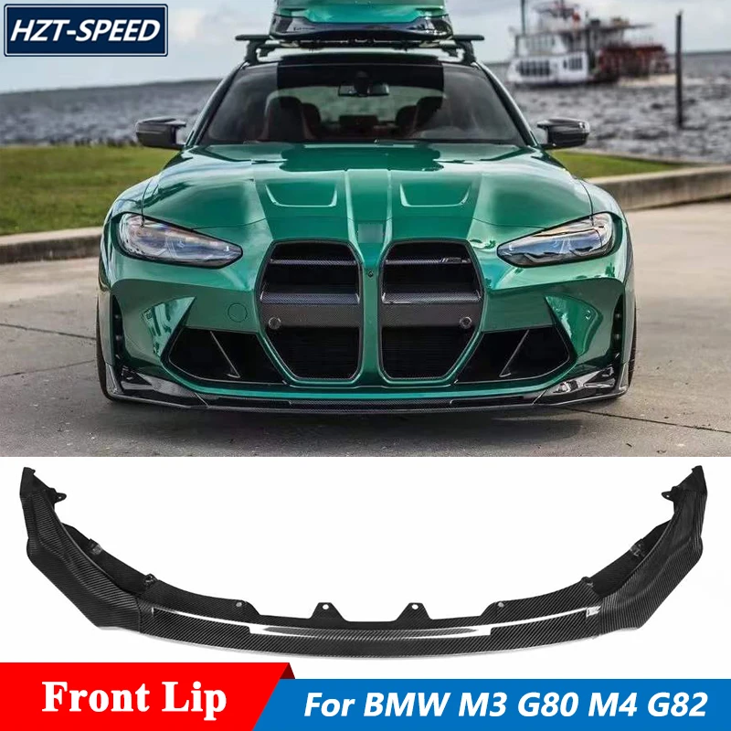 3 PCS V Style Dry Carbon Fiber Material Front Bumper Splitters Lip For BMW M3 G80 M4 G82 G83 Tuning 2021 Up