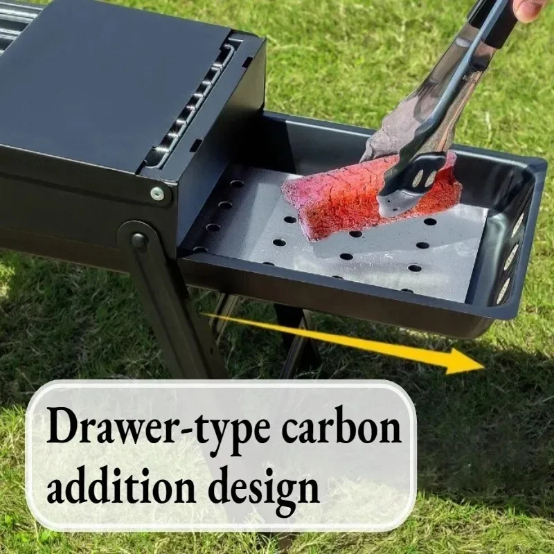 Household Barbecue Grill Stove Stainless Steel Outdoor Camping Folding Charcoal Stove Park Picnic Camp Cooking Supplies 5