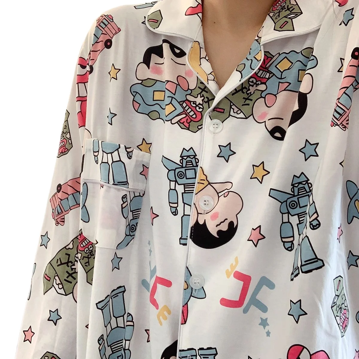 Pajamas Crayon Shin Chan Sleepwear Cute Cartoon Long Sleeved Pants Student Sleeping Clothes Japanese Dormitory Set Gift