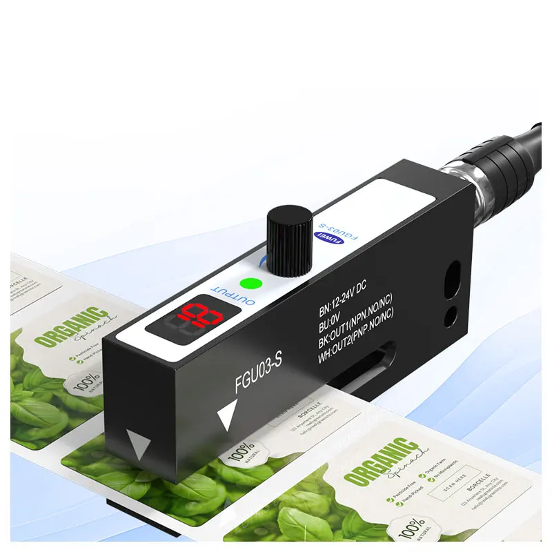 FGU 03-S M 8 4 PIN 10-30 VDC Slot Type Photo Labeling Sensor Aluminum Alloy Non-transparent Label Sensor