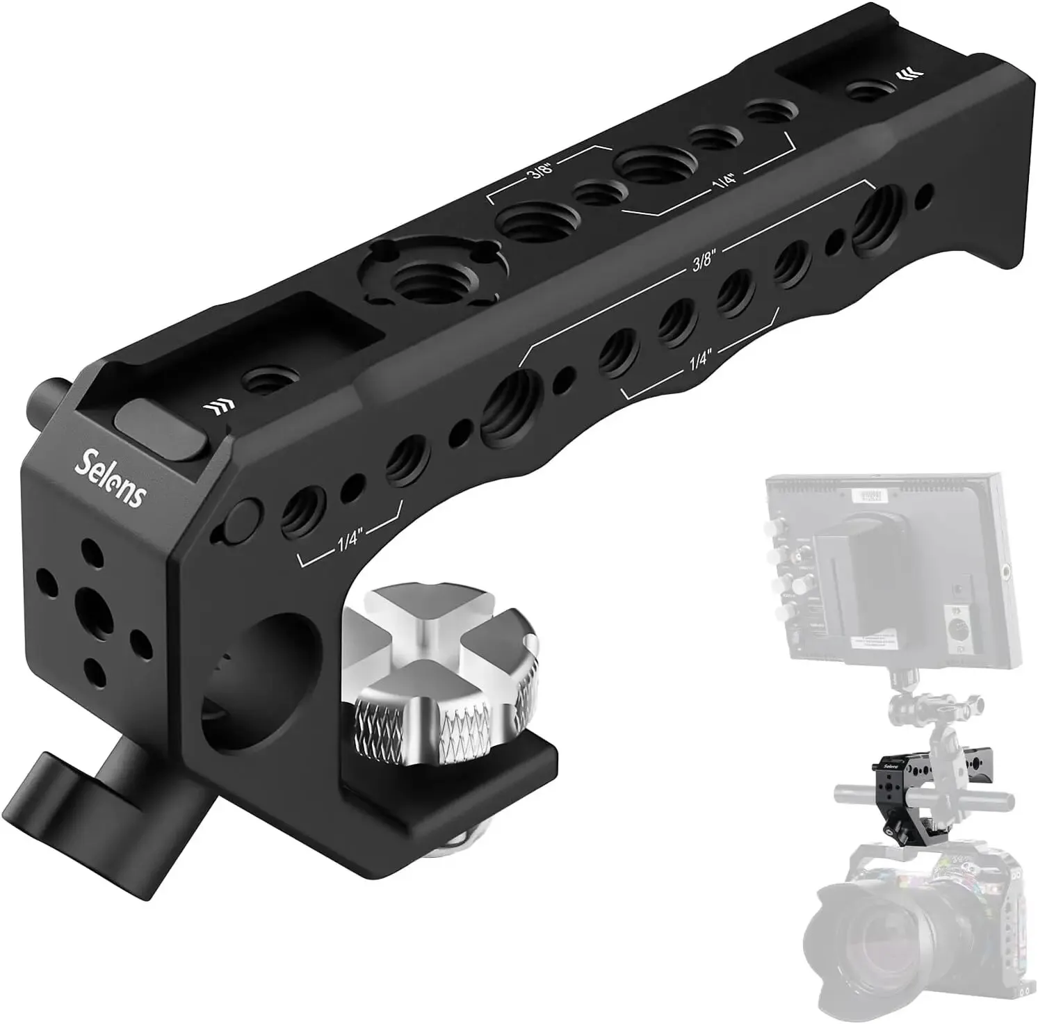 

Selens Universal Camera Top Handle with a 1/4" to 3/8" Screw Adapter for ARRI Grip for Camera Cage Photography Accessories