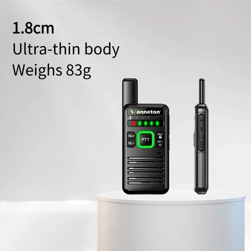 Ultradünnes Mini-Walkie-Talkie, Frequenzreduzierung mit einem Klick, UHF: 400–48 MHz, 16 lange Akkulaufzeit, Typ C, für Restaurants und Hotels