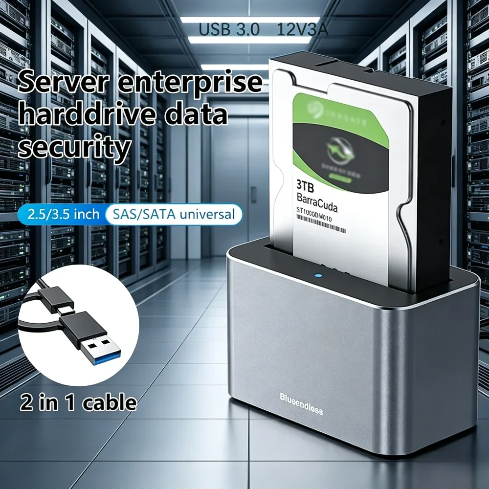 

2.5/3.5 Inch SAS/SATA Hard Drive Enclosure, SATA to USB 3.0 HDD Docking Station, External Hard Disk Case