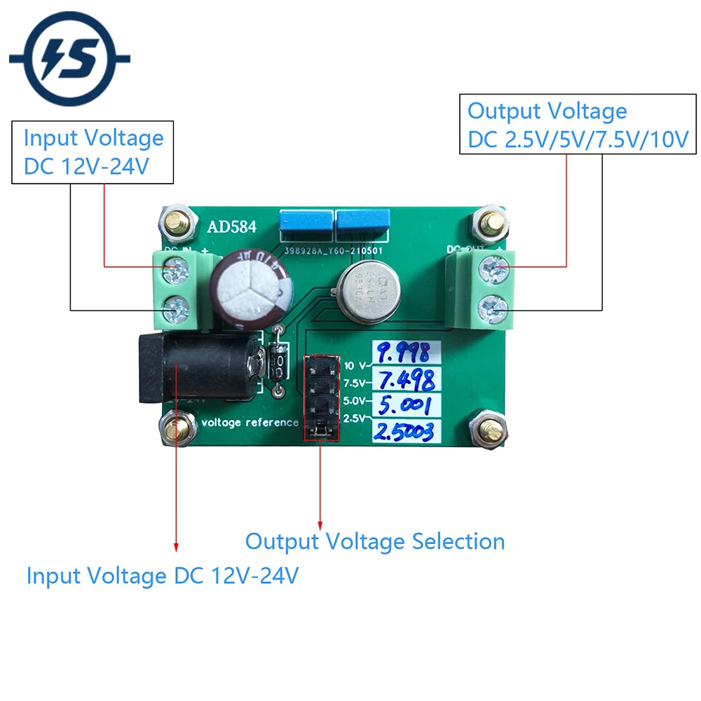 AD584 Voltage Reference Board Precision Calibration 4 Channel DAC ADC Replace Work on 2.5V/7.5V/5V/10V for Multimeter Voltage