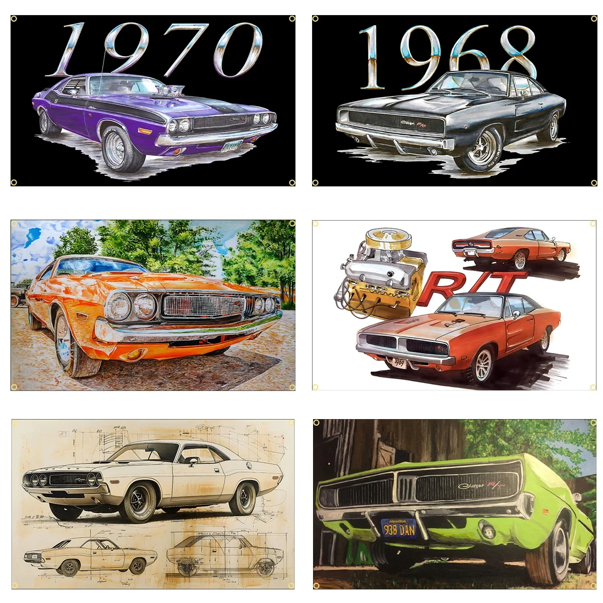 FLAGDOM DodgeS Challenger Flag Polyester Printed 60x90cm Or 90x150cm American Muscle Car Banner Tapestry for Home Decor